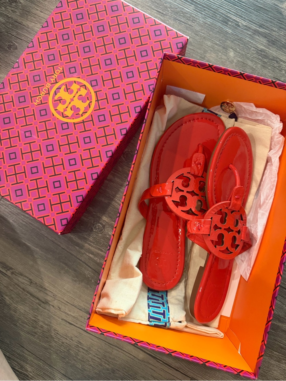 Tory Burch Bright Samba Miller Patent Leather Sandals